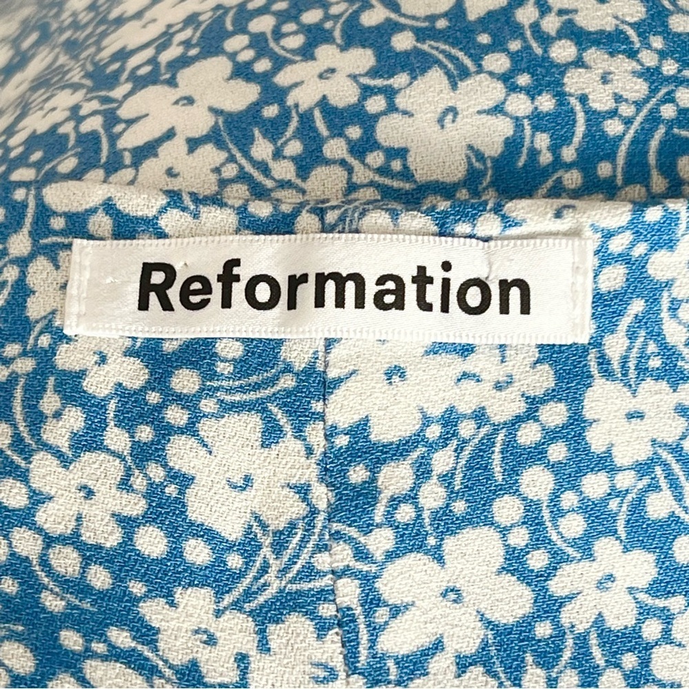 Reformation Crimini Blue White Floral Slip Midi Dress Size 12 - Picture 10 of 12